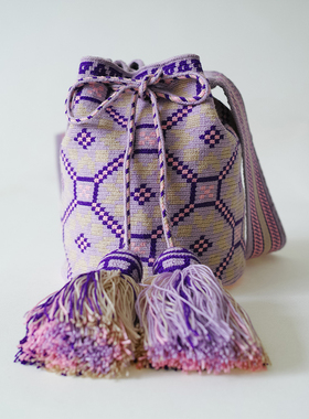 哥仑比亚WAYUU部落手工编织包瓦尤包单股中小号紫米文艺