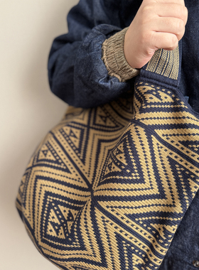 哥仑比亚WAYUU部落手工编织瓦尤包单股TOTE托特高级蓝米部落图腾