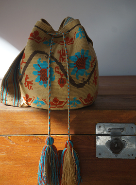 哥仑比亚WAYUU部落手工编织包水桶包单股大号 米花 现货