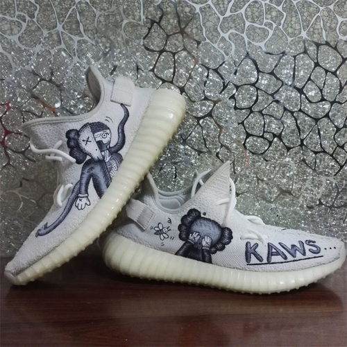 私人定制 椰子350手绘KAWS芝麻街球鞋定制涂鸦yeezy客制 自备鞋子
