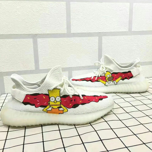 私人定制YEEZY纯白椰子手绘球鞋350辛普森彩绘改色涂鸦diy情侣鞋