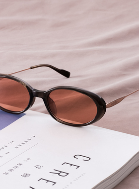 小脸女生 vintage墨镜女椭圆形偏光小框窄框太阳眼镜钛架可配度数