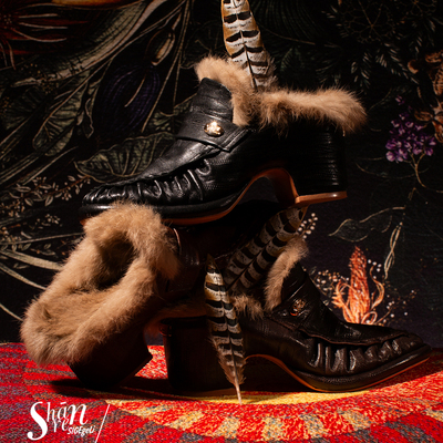 ShānRen老钱风法式复古穆勒拖 兔毛粗高跟包头毛毛半拖鞋女外穿