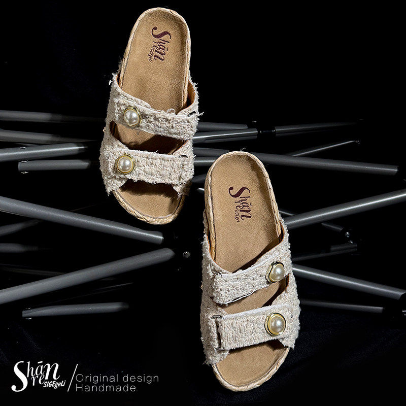 ShānRen高级感小香风 松糕厚底懒人一字拖女夏外穿休闲凉拖鞋女,女鞋,一字拖,淘宝优惠券,粉丝福利购,淘宝优惠卷