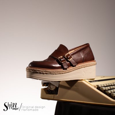 ShānRen原创 高级水洗复古小皮鞋女一脚蹬英伦风乐福鞋厚底单鞋