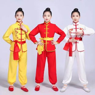 出租武术表演服装功夫太极练功服男女成人舞龙打鼓演出服国风刺绣