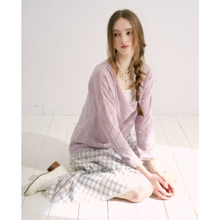 今日艺术家原创香芋紫青柠绿色不规则针织罩衫 吊带两件套上衣