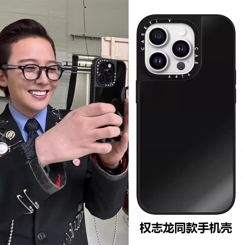C联名新款纯色镜面适用于苹果17手机壳iPhone16ProMax权志龙同款14Pro补妆镜12高级感13小众15简约11pro日韩