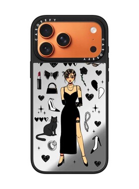 CASE联名黑礼服女孩适用17promax手机壳iPhone16pro苹果15plusMagSafe磁吸14p镜面C家13潮流12高级INS复古11