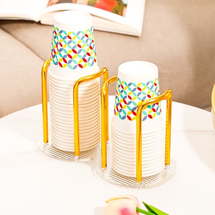 亚克力纸杯架一次性杯子取杯器桌面放水杯收纳架子水吧茶杯置物架