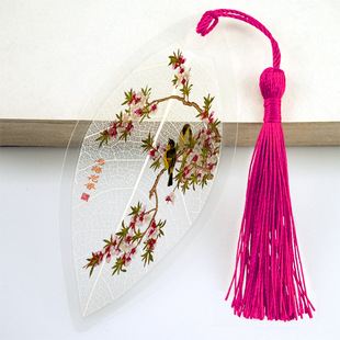 书签花鸟画叶脉书签竹梅结婚礼庆送宾客友人孩子精美文化礼品