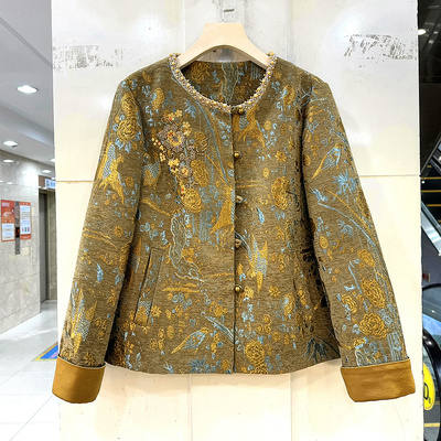 紫悦风情YY5602 镶钻圆领串珠刺绣花国风洋气百搭短外套春装正品