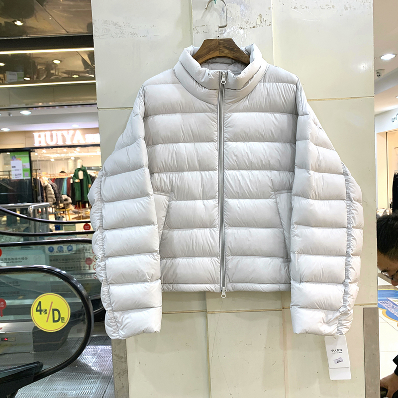 33-2506 时尚双拉链立领落肩袖宽松阔版短装排骨条羽绒服欧货冬装