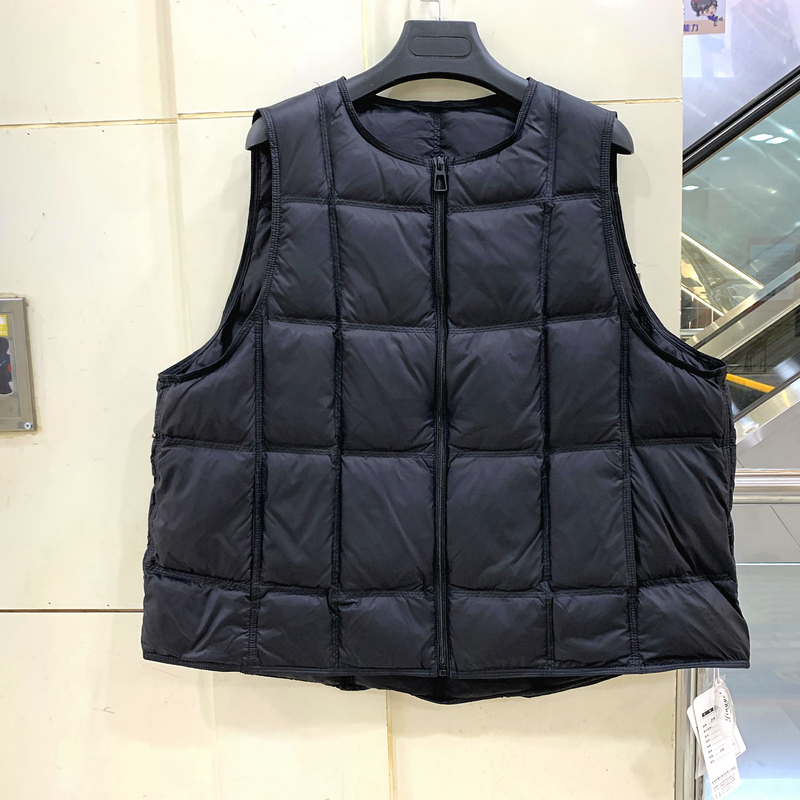 JY52DY202 时尚拉链圆领压格休闲宽松大码白鸭绒羽绒服马甲外套冬