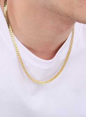 men chains cuban golden silvery flat necklace fashion hiphop