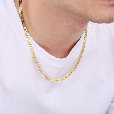 men chains cuban golden silvery flat necklace fashion hiphop