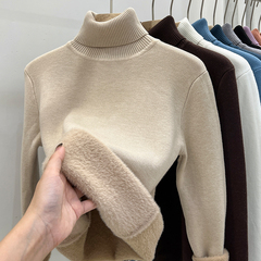 women bottoming shirt winter velvet turtleneck top sweater