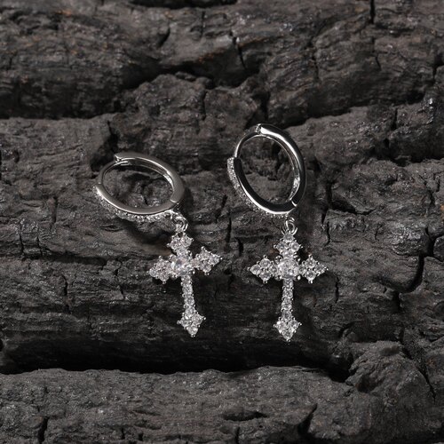 men earrings fashion gold silver women cross pendant earring