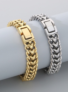golden bracelet men fashion silver hiphop punk rock2025