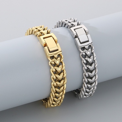 golden bracelet men fashion silver hiphop punk rock2025