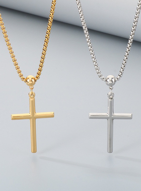 Cross chain for men women necklace fashion gold color silver