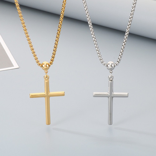 Cross chain for men women necklace fashion gold color silver