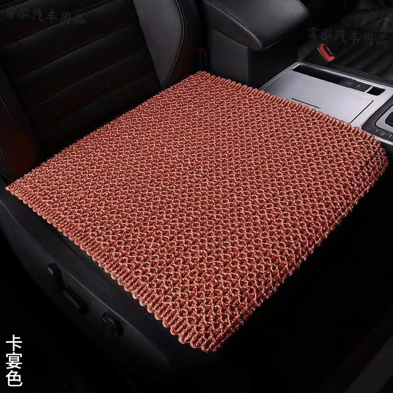 汽车坐垫三件套无靠背防滑透气亚麻单片网红夏季冰丝凉垫手工编织