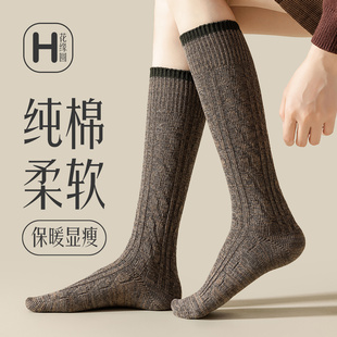 日系复古小腿袜女春秋冬显瘦纯棉袜子女袜jk防滑不掉配小皮靴长袜