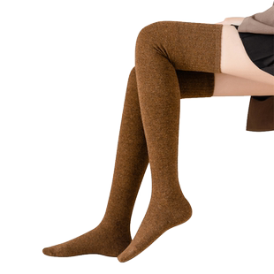 秋冬款保暖过膝羊毛袜女厚袜子日系冬天高筒长袜防滑纯色JK长筒袜