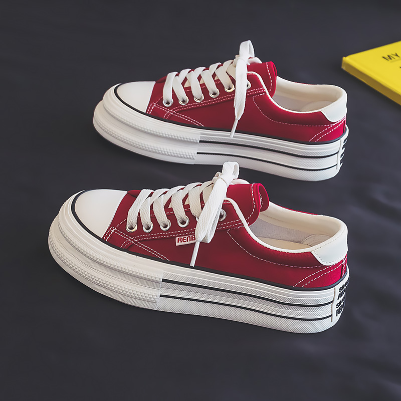 人本板鞋休闲厚底系带小白鞋