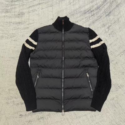 鹭蒙口砦2025新款针织拼接羽绒服男短款立领保暖秋季拉链开衫外套