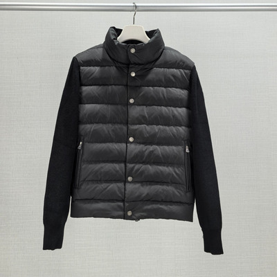 2025新款鹭蒙口砦羽绒服男针织拼接立领短款保暖外套开衫毛衣夹克