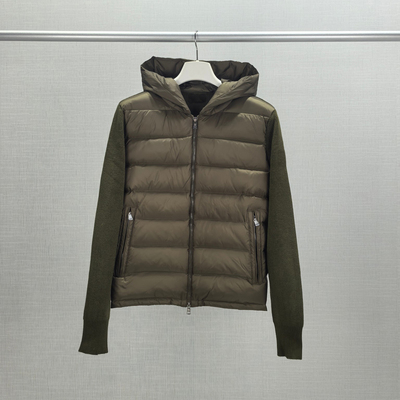 2025新款鹭蒙口砦针织拼接羽绒服男短款连帽保暖秋季拉链开衫外套