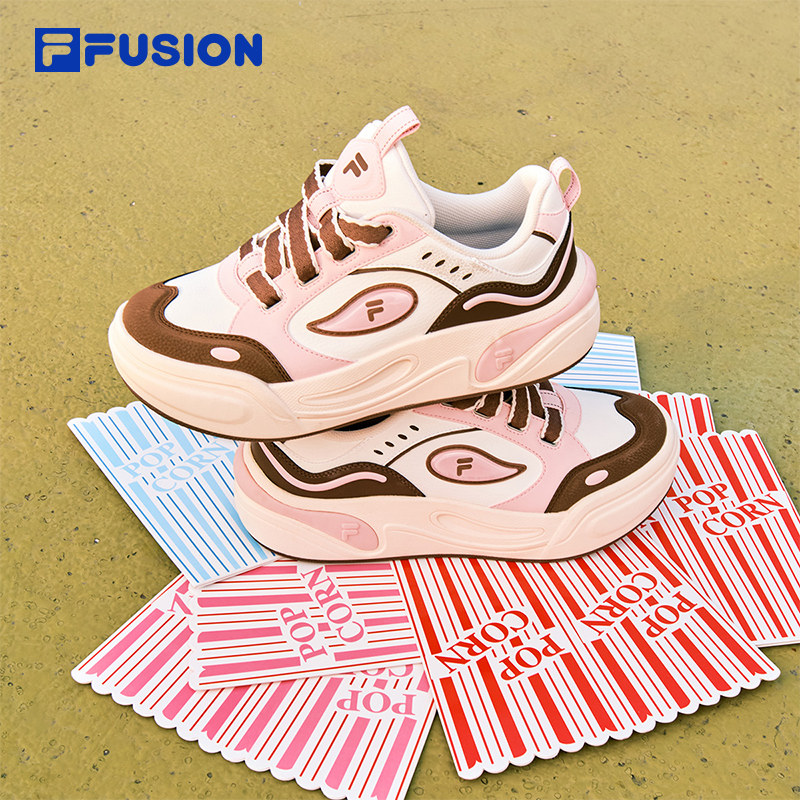 蛋糕鞋丨FILA FUSION 斐乐潮牌红色新年女鞋厚底增高板鞋休闲鞋子
