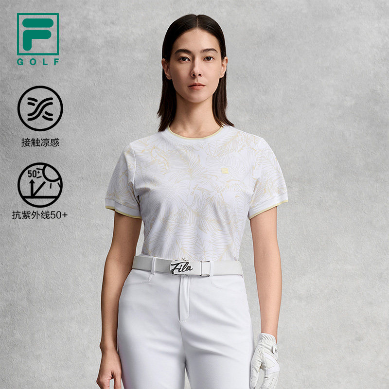 FILA斐乐官方女子针织短袖衫2026春季新款高尔夫运动防晒凉感
