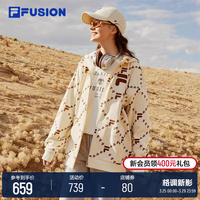 FILA FUSION斐乐情侣外套开衫老花卫衣男女春秋宽松运动上衣串标