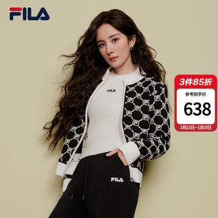 休闲长袖 杨幂同款 时尚 毛衣外套运动毛衫 保暖上衣 FILA斐乐女编织衫