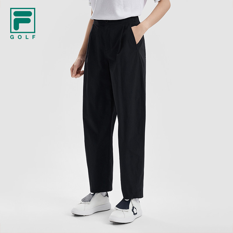 FILA 斐乐官方女士梭织长裤2026夏新款高尔夫运动裤子宽松阔