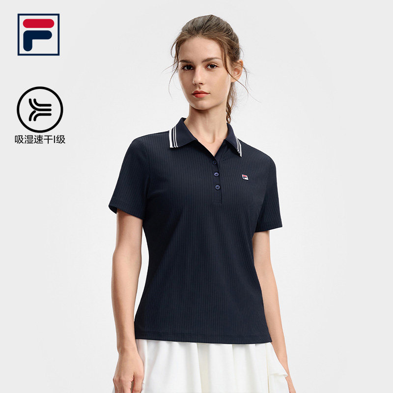 FILA 斐乐官方女子针织短袖POLO衫2026夏季新款网球运动速干上衣