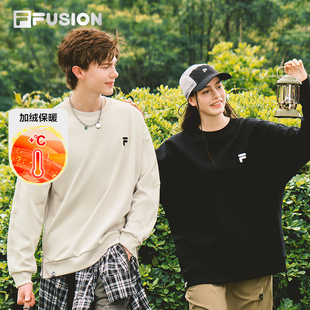休闲加绒上衣女 宽松套头时尚 FILA FUSION斐乐潮牌情侣卫衣男秋季