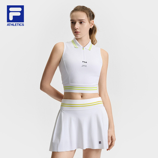 FILA 網(wǎng)球運動拼色修身 無袖 上衣 斐樂官方女子針織背心2025夏新款