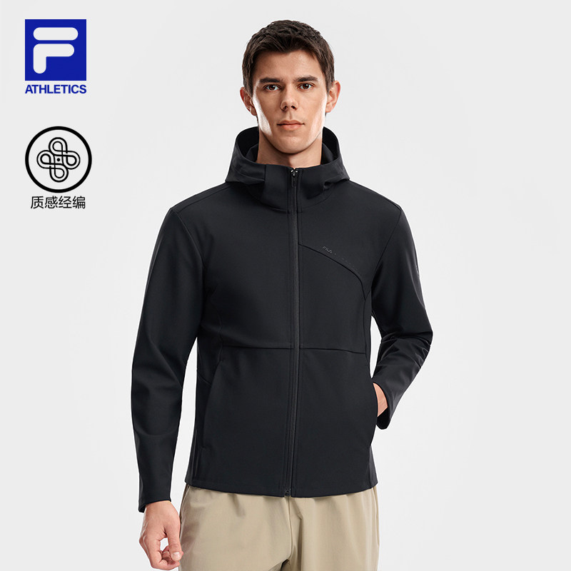 FILA 斐乐官方男士针织连帽外套2026夏新款健身运动薄款基础上衣