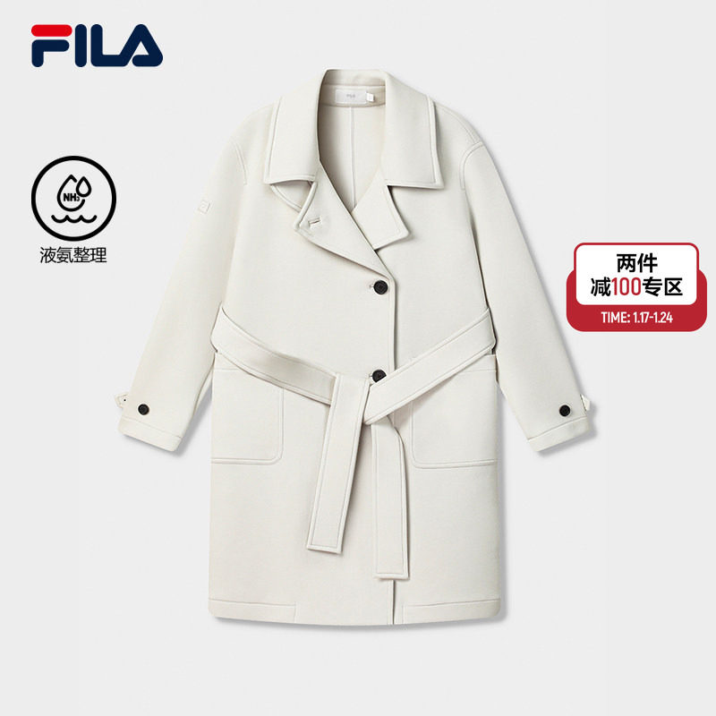 FILA MILANO 斐乐官方女针织长袖外套25冬新休闲宽松中长款风衣,运动服/休闲服装,运动茄克/外套,淘宝优惠券,粉丝福利购,淘宝优惠卷