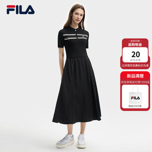 休闲简约修身 时尚 显瘦收腰连衣裙 斐乐官方女连衣裙春夏款 FILA