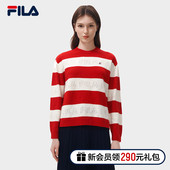 FILA斐乐官方女子编织衫2023新年款春季时尚复古优雅休闲长袖毛衣