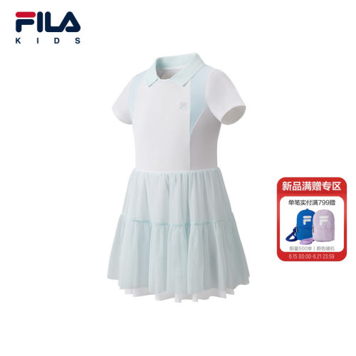 FILA KIDS斐乐童装女小童连衣裙2026秋季新款儿童网球运动针织裙