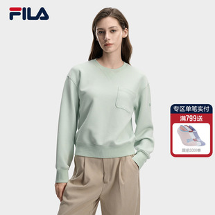 舒适针织长袖 FILA 短款 时尚 上衣 斐乐官方女子套头卫衣2026春新款