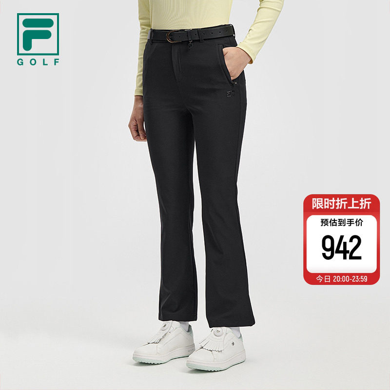 FILA 斐乐官方女士梭织长裤2026春新款高尔夫运动简约修身喇