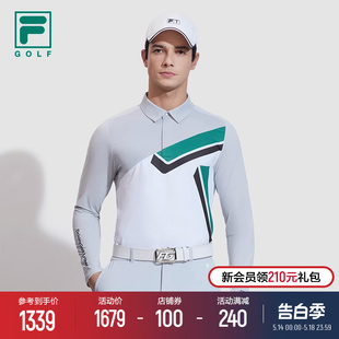 斐乐男子针织长袖 FILA POLO衫 2024夏新款 高尔夫运动透气翻领上衣