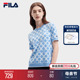 2024夏季 斐乐官方女子编织衫 新款 上衣 FILA 休闲满印基础短袖 时尚